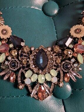 Chloe + Isabel Black, Mint & Blush Floral Crystal Statement Necklace